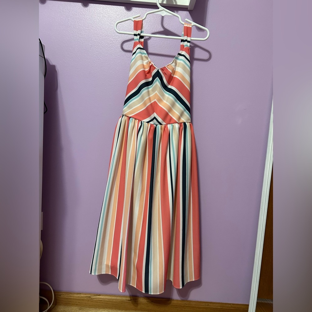 Girls long stripe dress